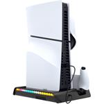 iPega P5S006 multifunkčný nabíjací RGB stojan s chladením pre PS5 Slim, čierny