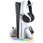 iPega P5S045 vertikálny nabíjací stojan s RGB pre PS5/PS5 Slim, biely