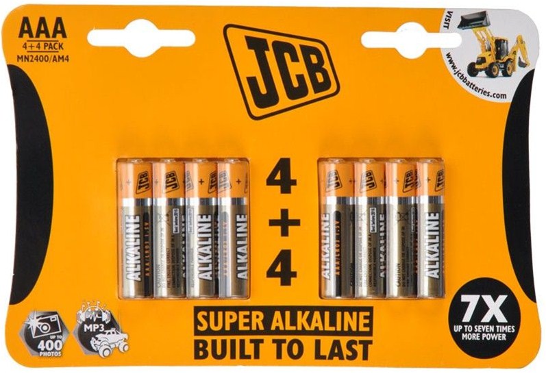 JCB SUPER, alkalická batéria LR03 (AAA) 8 ks, blister
