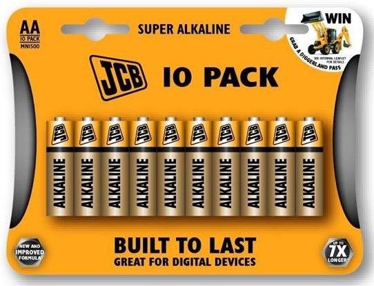 JCB SUPER, alkalická batéria LR06 (AA) 10 ks, blister