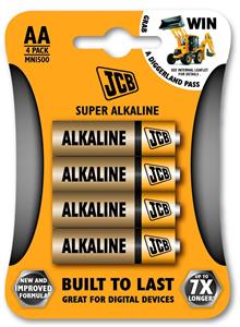 JCB SUPER, alkalická batéria LR06 (AA) 4 ks, blister