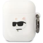 Karl Lagerfeld 3D Logo NFT Choupette Head silikónové puzdro pre Airpods 1/2, biele