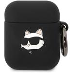 Karl Lagerfeld 3D Logo NFT Choupette Head silikónové puzdro pre Airpods 1/2, čierne