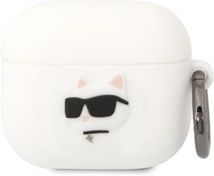 Karl Lagerfeld 3D Logo NFT Choupette Head silikónové puzdro pre Airpods 3, biele