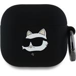 Karl Lagerfeld 3D Logo NFT Choupette Head silikónové puzdro pre AirPods 4, čierne