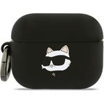 Karl Lagerfeld 3D Logo NFT Choupette Head silikónové puzdro pre AirPods Pro 3, čierne