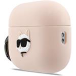 Karl Lagerfeld 3D Logo NFT Choupette Head silikónové puzdro pre AirPods Pro 3, ružové