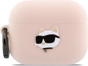 Karl Lagerfeld 3D Logo NFT Choupette Head silikónové puzdro pre AirPods Pro 3, ružové