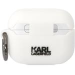 Karl Lagerfeld 3D Logo NFT Choupette Head silikónové silikónové puzdro pre Airpods Pro, biele
