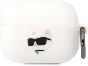 Karl Lagerfeld 3D Logo NFT Choupette Head silikónové silikónové puzdro pre Airpods Pro, biele