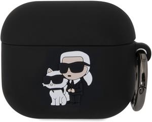 Karl Lagerfeld 3D Logo NFT Karl a Choupette silikónové puzdro pre AirPods 3, čierne