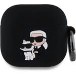 Karl Lagerfeld 3D Logo NFT Karl and Choupette silikónové puzdro pre AirPods 4, čierne