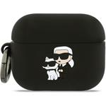 Karl Lagerfeld 3D Logo NFT Karl and Choupette silikónové puzdro pre AirPods Pro 3, čierne