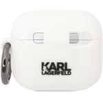 Karl Lagerfeld 3D Logo NFT Karl Head silikónové puzdro pre Airpods 3, biele