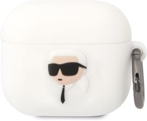 Karl Lagerfeld 3D Logo NFT Karl Head silikónové puzdro pre Airpods 3, biele