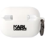 Karl Lagerfeld 3D Logo NFT Karl Head silikónové puzdro pre Airpods Pro 2, biele