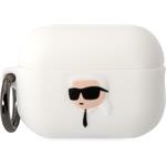 Karl Lagerfeld 3D Logo NFT Karl Head silikónové puzdro pre Airpods Pro 2, biele