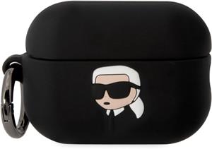Karl Lagerfeld 3D Logo NFT Karl Head silikónové puzdro pre Airpods Pro 2, čierne