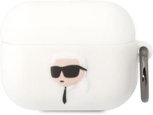 Karl Lagerfeld 3D Logo NFT Karl Head silikónové puzdro pre Airpods Pro, biele