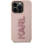 Karl Lagerfeld 3D Rubber Glitter Logo Karl kryt pre iPhone 15 Pro Max, ružový
