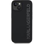 Karl Lagerfeld 3D Rubber Glitter Logo kryt pre iPhone 14, čierny