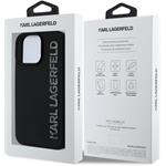 Karl Lagerfeld 3D Rubber Glitter Logo kryt pre iPhone 15 Pro, čierny