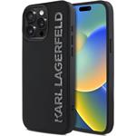 Karl Lagerfeld 3D Rubber Glitter Logo kryt pre iPhone 15 Pro, čierny
