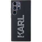 Karl Lagerfeld 3D Rubber Glitter Logo kryt pre Samsung Galaxy S24 Ultra, čierny