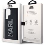 Karl Lagerfeld 3D Rubber Glitter Logo kryt pre Samsung Galaxy S24 Ultra, čierny