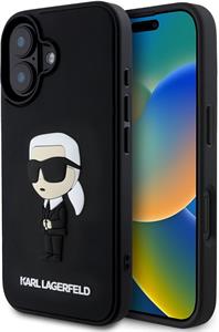 Karl Lagerfeld 3D Rubber Ikonik kryt pre iPhone 16, čierny