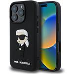 Karl Lagerfeld 3D Rubber Ikonik kryt pre iPhone 16 Pro, čierny