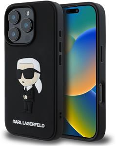 Karl Lagerfeld 3D Rubber Ikonik kryt pre iPhone 16 Pro, čierny