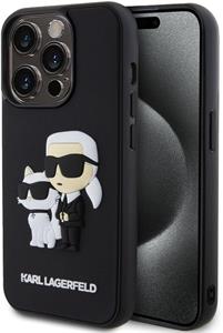 Karl Lagerfeld 3D Rubber Karl a Choupette kryt pre iPhone 13 Pro, čierny