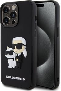 Karl Lagerfeld 3D Rubber Karl a Choupette kryt pre iPhone 13 Pro Max, čierny