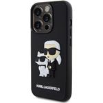 Karl Lagerfeld 3D Rubber Karl a Choupette kryt pre iPhone 14 Pro, čierny
