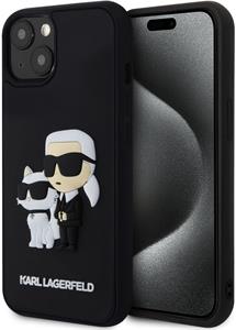 Karl Lagerfeld 3D Rubber Karl a Choupette kryt pre iPhone 15, čierny