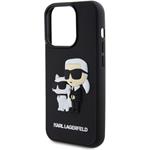 Karl Lagerfeld 3D Rubber Karl a Choupette kryt pre iPhone 15 Pro, čierny