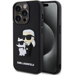 Karl Lagerfeld 3D Rubber Karl a Choupette kryt pre iPhone 15 Pro, čierny