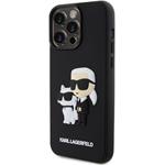 Karl Lagerfeld 3D Rubber Karl a Choupette kryt pre iPhone 15 Pro Max, čierny