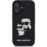 Karl Lagerfeld 3D Rubber Karl and Choupette kryt pre iPhone 16, čierny