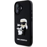 Karl Lagerfeld 3D Rubber Karl and Choupette kryt pre iPhone 16 Plus, čierny