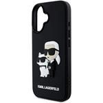 Karl Lagerfeld 3D Rubber Karl and Choupette kryt pre iPhone 16 Plus, čierny