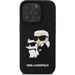 Karl Lagerfeld 3D Rubber Karl and Choupette kryt pre iPhone 16 Pro, čierny