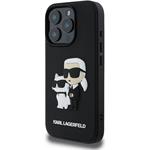 Karl Lagerfeld 3D Rubber Karl and Choupette kryt pre iPhone 16 Pro, čierny