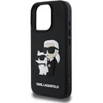 Karl Lagerfeld 3D Rubber Karl and Choupette kryt pre iPhone 16 Pro, čierny