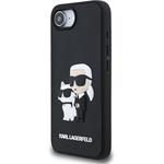 Karl Lagerfeld 3D Rubber Karl and Choupette kryt pre iPhone 16e, čierny