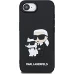 Karl Lagerfeld 3D Rubber Karl and Choupette kryt pre iPhone 16e, čierny