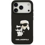 Karl Lagerfeld 3D Rubber Karl and Choupette kryt pre iPhone 17 Pro, čierny