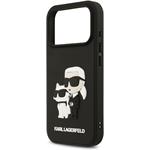 Karl Lagerfeld 3D Rubber Karl and Choupette kryt pre iPhone 17 Pro, čierny