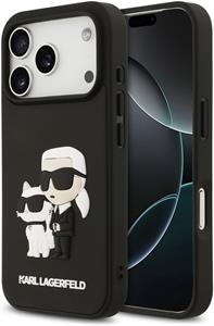 Karl Lagerfeld 3D Rubber Karl and Choupette kryt pre iPhone 17 Pro, čierny